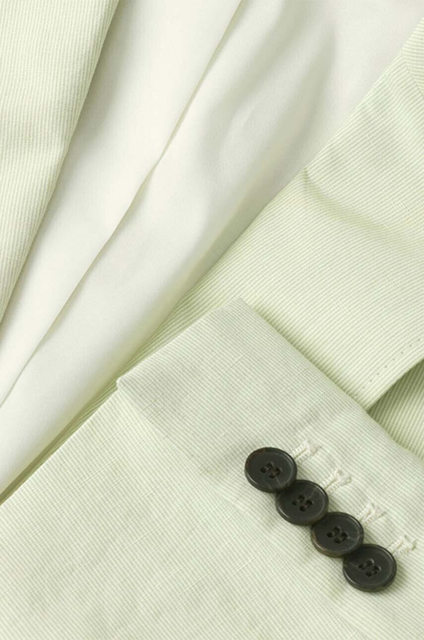 Wood Wood Сако с лен Madeleine Mini Stripe Blazer 12211201-5291 PASTEL GREEN в зелено с уголемена кройка с изчистен дизайн - Pepit.bg