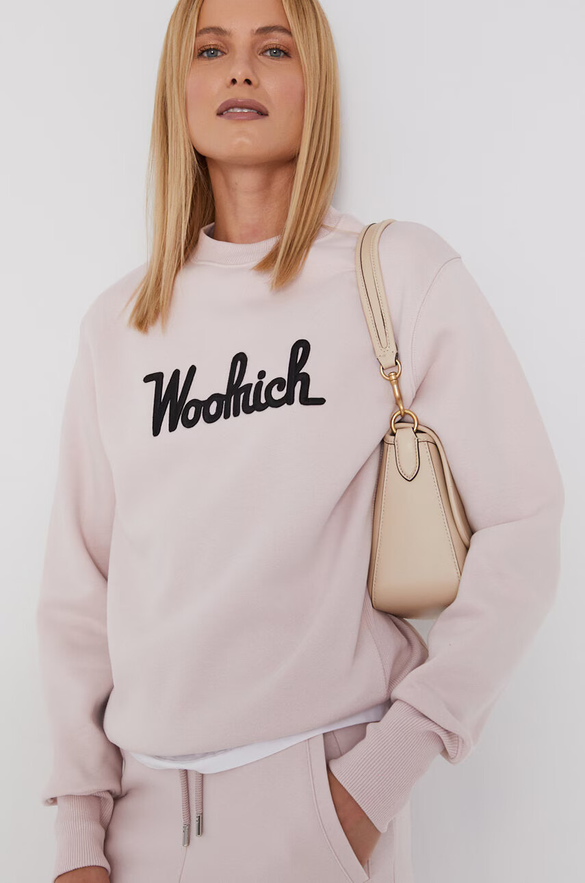Woolrich Суичър дамски в розово с апликация - Pepit.bg