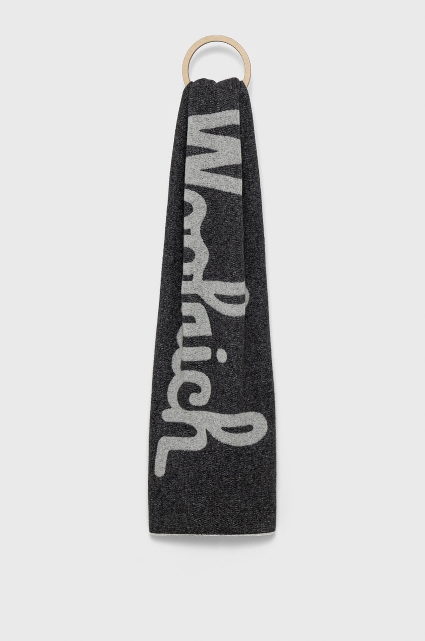 Woolrich Вълнен шал в черно с десен - Pepit.bg