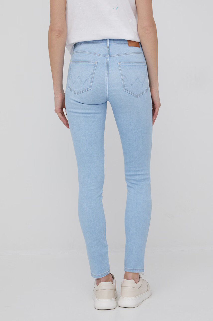 Wrangler Дънки High Rise Skinny Soft Blue дамски с висока талия - Pepit.bg