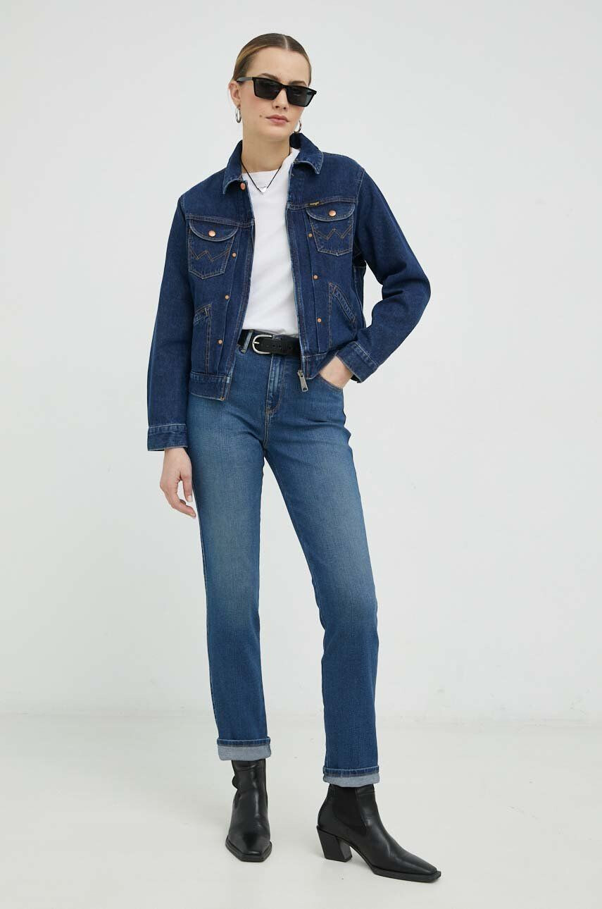 Wrangler Дънки Slim Blue Noise с висока талия - Pepit.bg