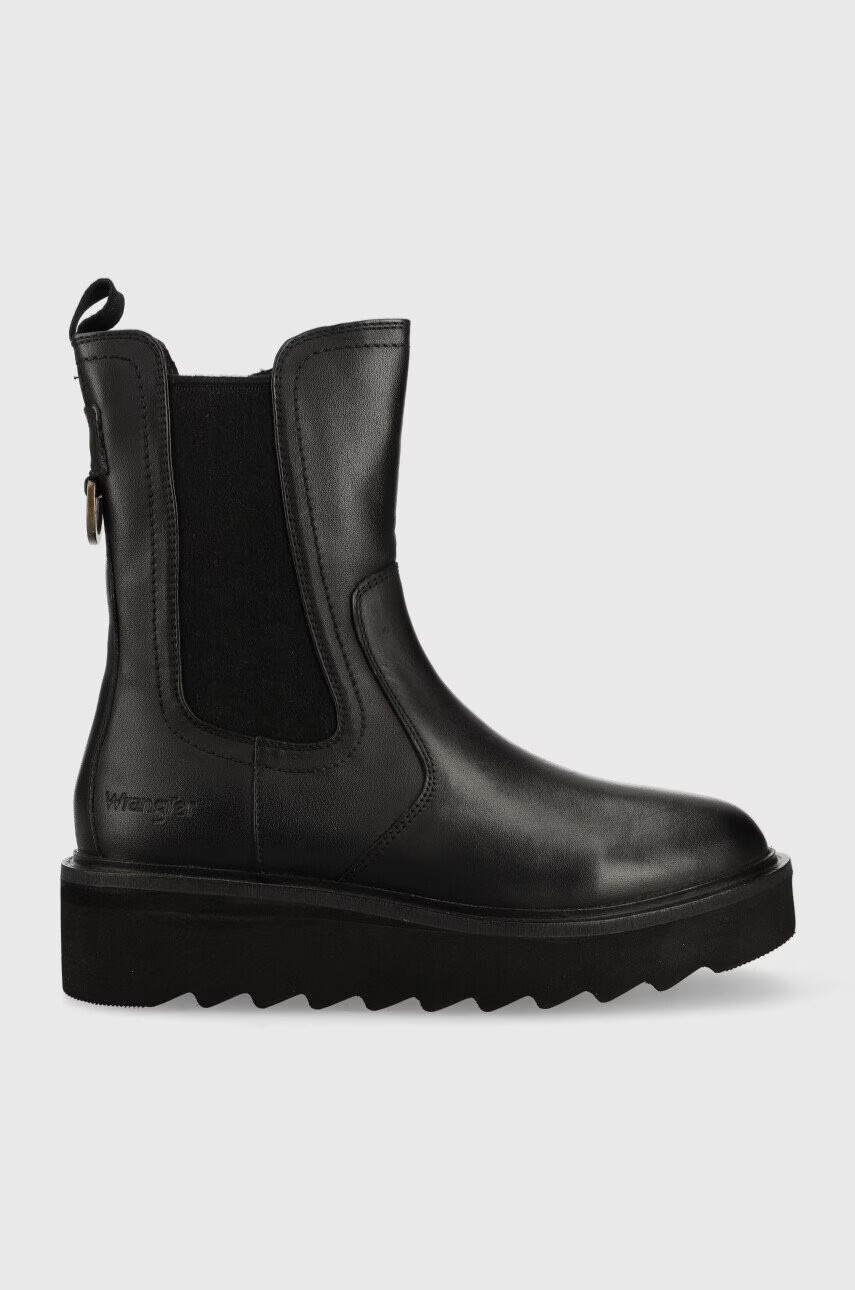 Wrangler Кожени боти челси Jane Chelsea в черно с платформа - Pepit.bg