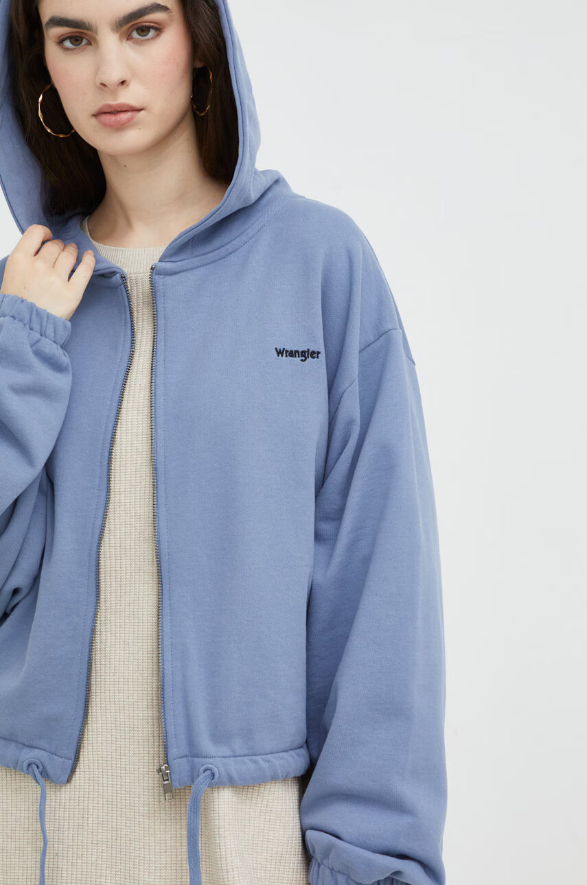 Wrangler Памучен суичър в лилаво с качулка с изчистен дизайн - Pepit.bg