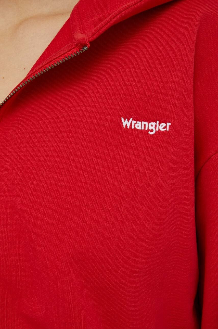 Wrangler Памучен суичър в червено с качулка с изчистен дизайн - Pepit.bg