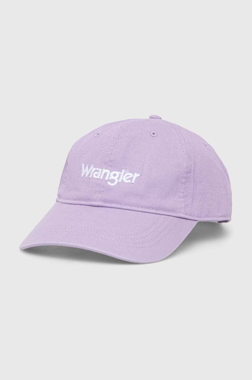 Wrangler Памучна шапка с козирка в лилаво с принт - Pepit.bg