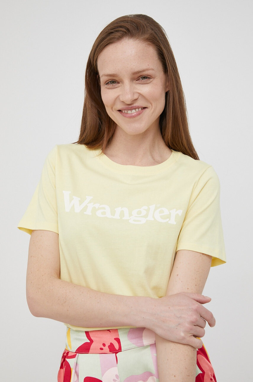 Wrangler Памучна тениска в жълто - Pepit.bg