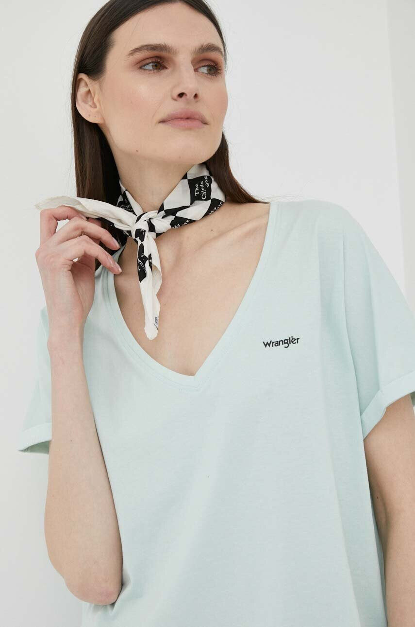 Wrangler Памучна тениска в зелено - Pepit.bg
