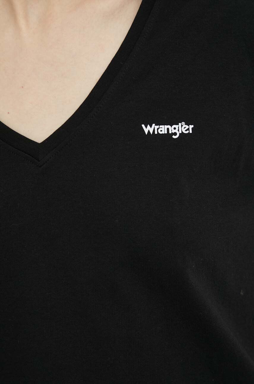 Wrangler Памучна тениска в черно - Pepit.bg