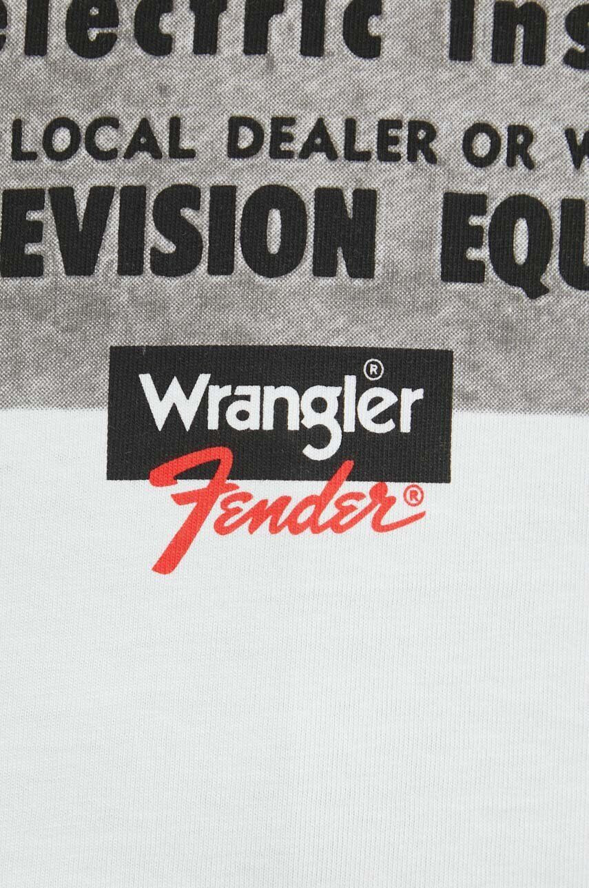 Wrangler Памучна тениска в бежово с принт - Pepit.bg