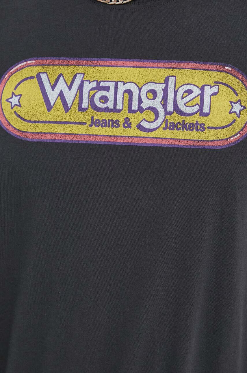 Wrangler Памучна тениска в черно с принт - Pepit.bg