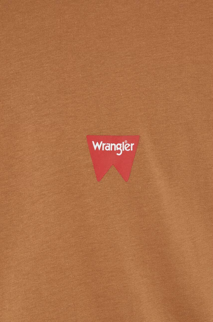 Wrangler Памучна тениска в кафяво с принт - Pepit.bg