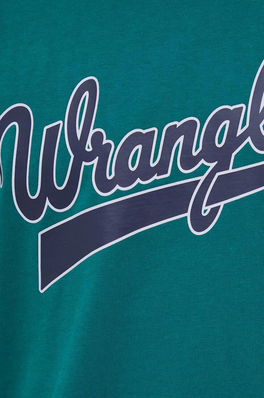Wrangler Памучна тениска в зелено с принт - Pepit.bg