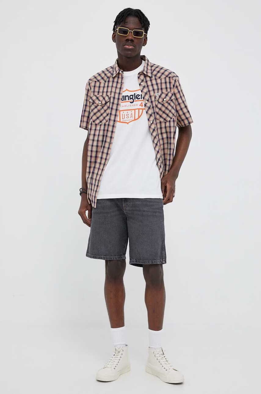 Wrangler Памучна тениска в бяло с принт - Pepit.bg