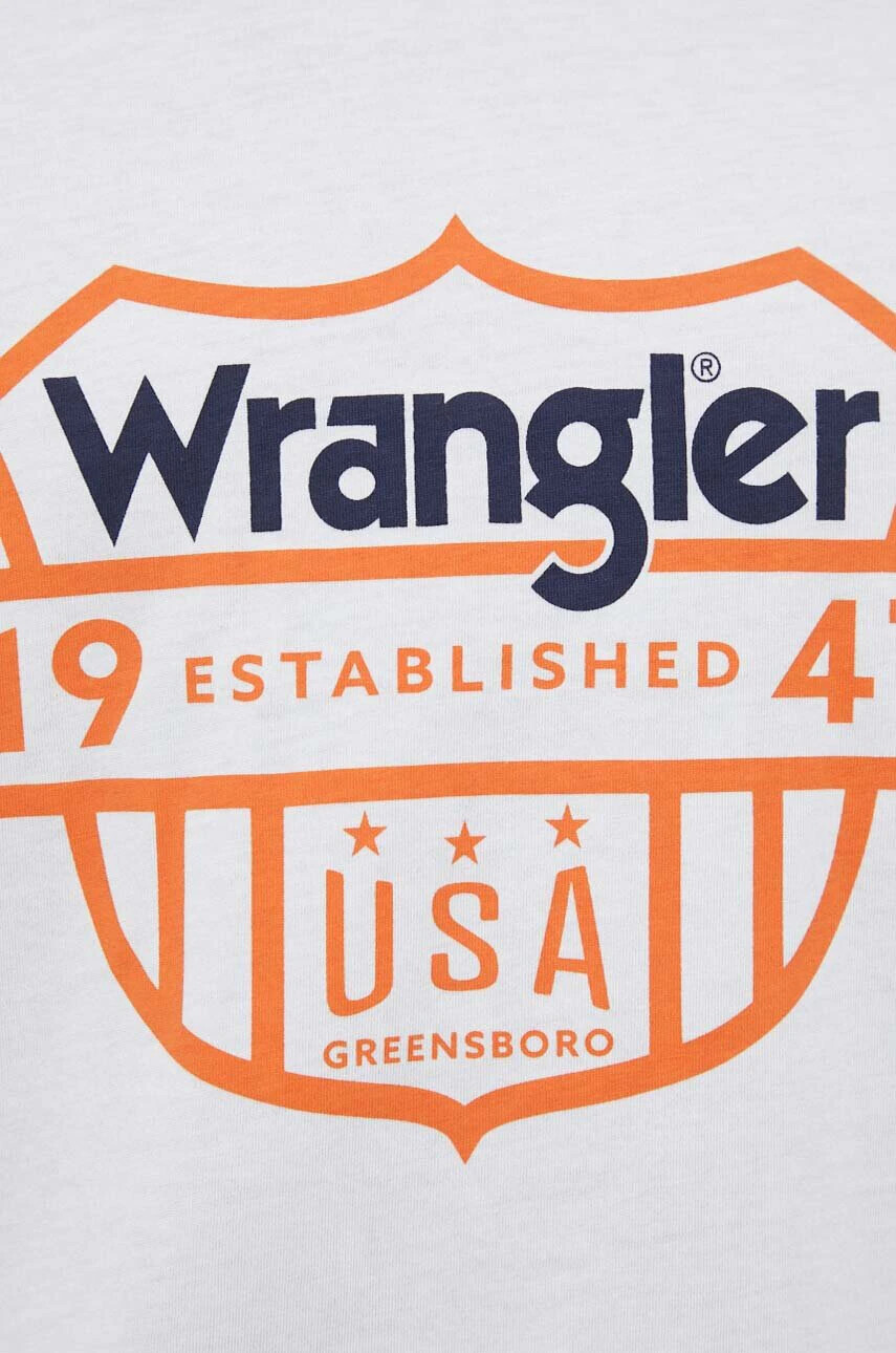 Wrangler Памучна тениска в бяло с принт - Pepit.bg