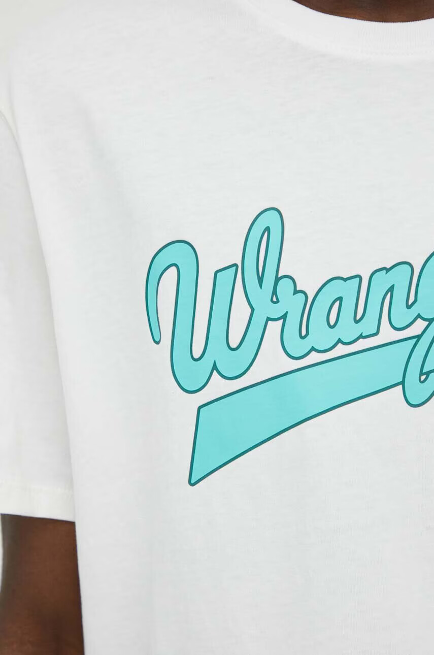 Wrangler Памучна тениска в бяло с принт - Pepit.bg