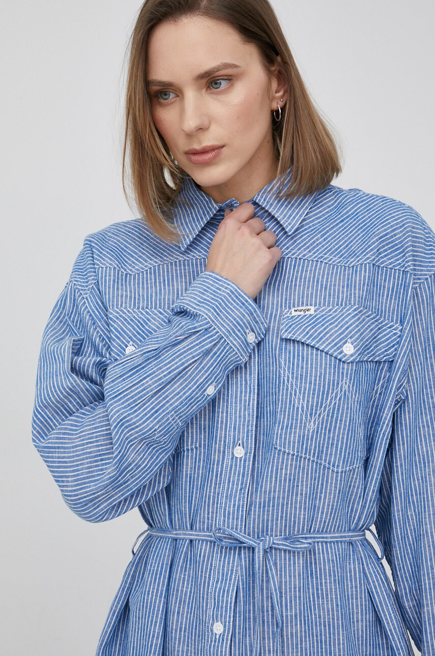 Wrangler Рокля с лен къс модел с уголемена кройка - Pepit.bg