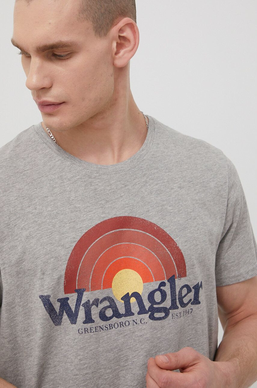 Wrangler Тениска мъжки в сиво меланж на - Pepit.bg