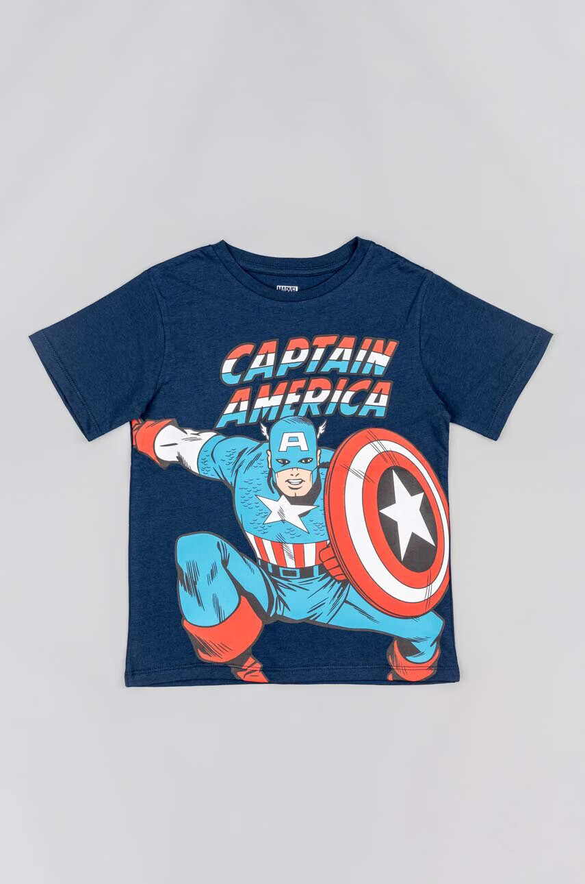 Zippy Детска памучна тениска x Marvel в тъмносиньо с принт - Pepit.bg