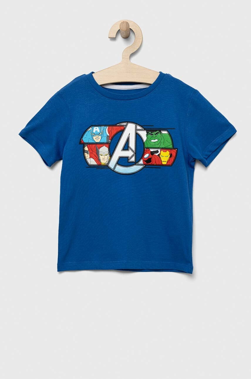 Zippy Детска памучна тениска x Marvel в синьо с принт - Pepit.bg