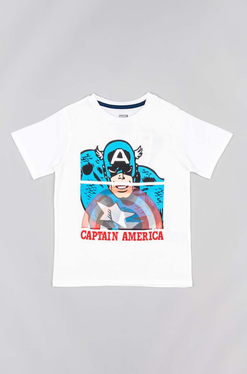 Zippy Детска памучна тениска x Marvel в бяло с принт - Pepit.bg