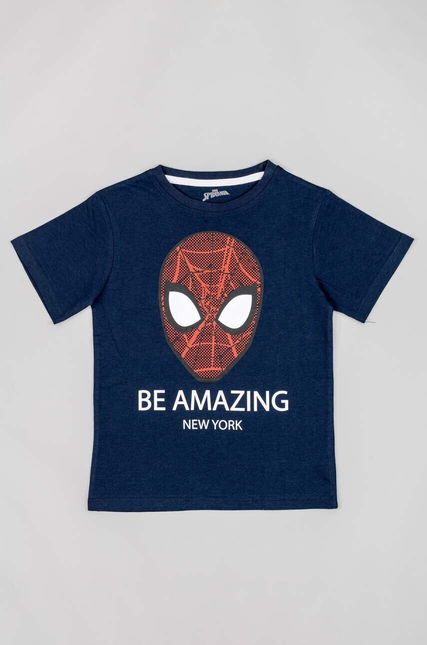 Zippy Детска памучна тениска x Spiderman в тъмносиньо с принт - Pepit.bg