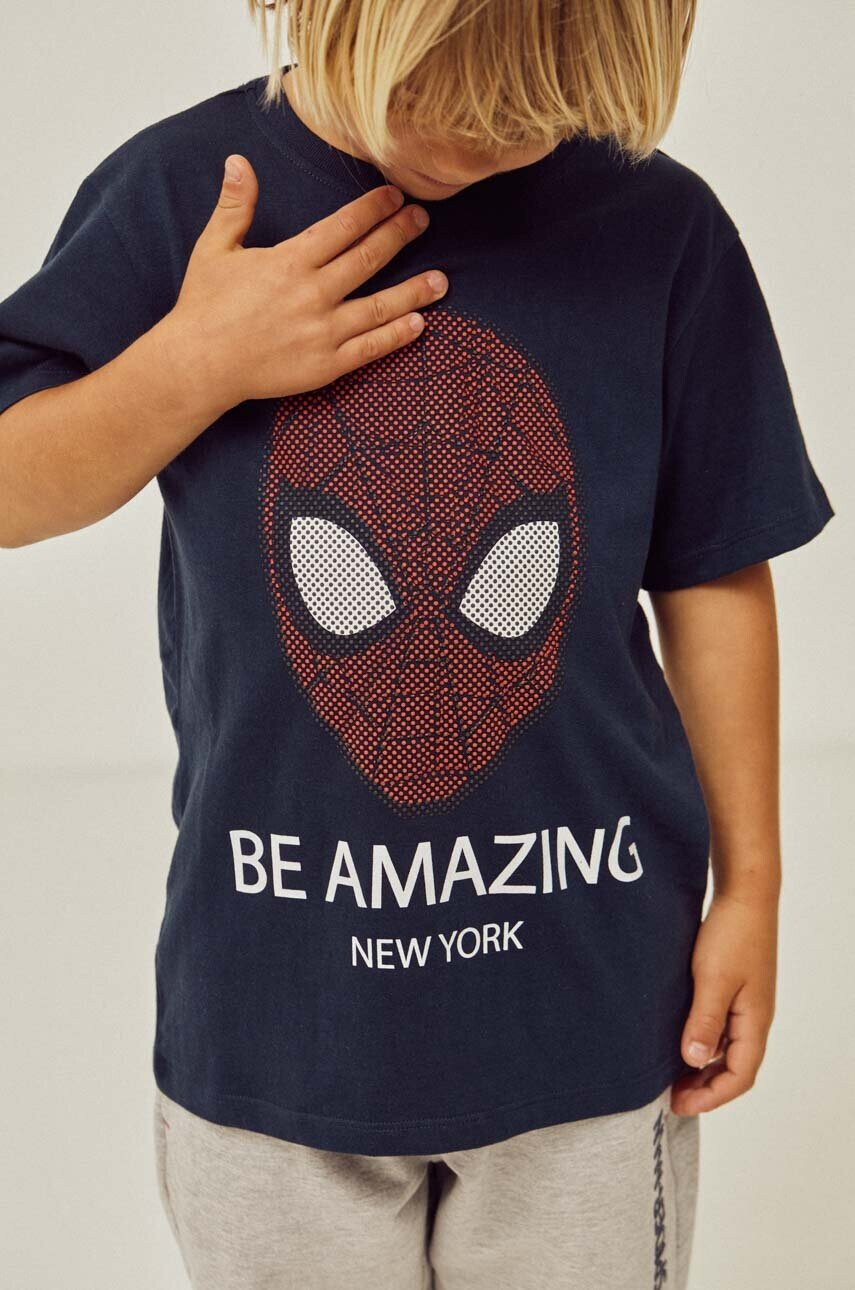 Zippy Детска памучна тениска x Spiderman в тъмносиньо с принт - Pepit.bg