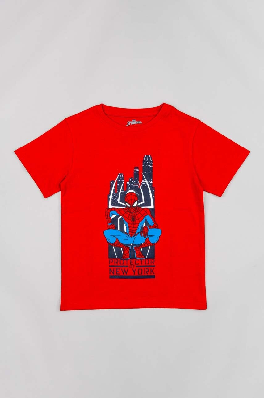 Zippy Детска памучна тениска X Spiderman в червено с принт - Pepit.bg