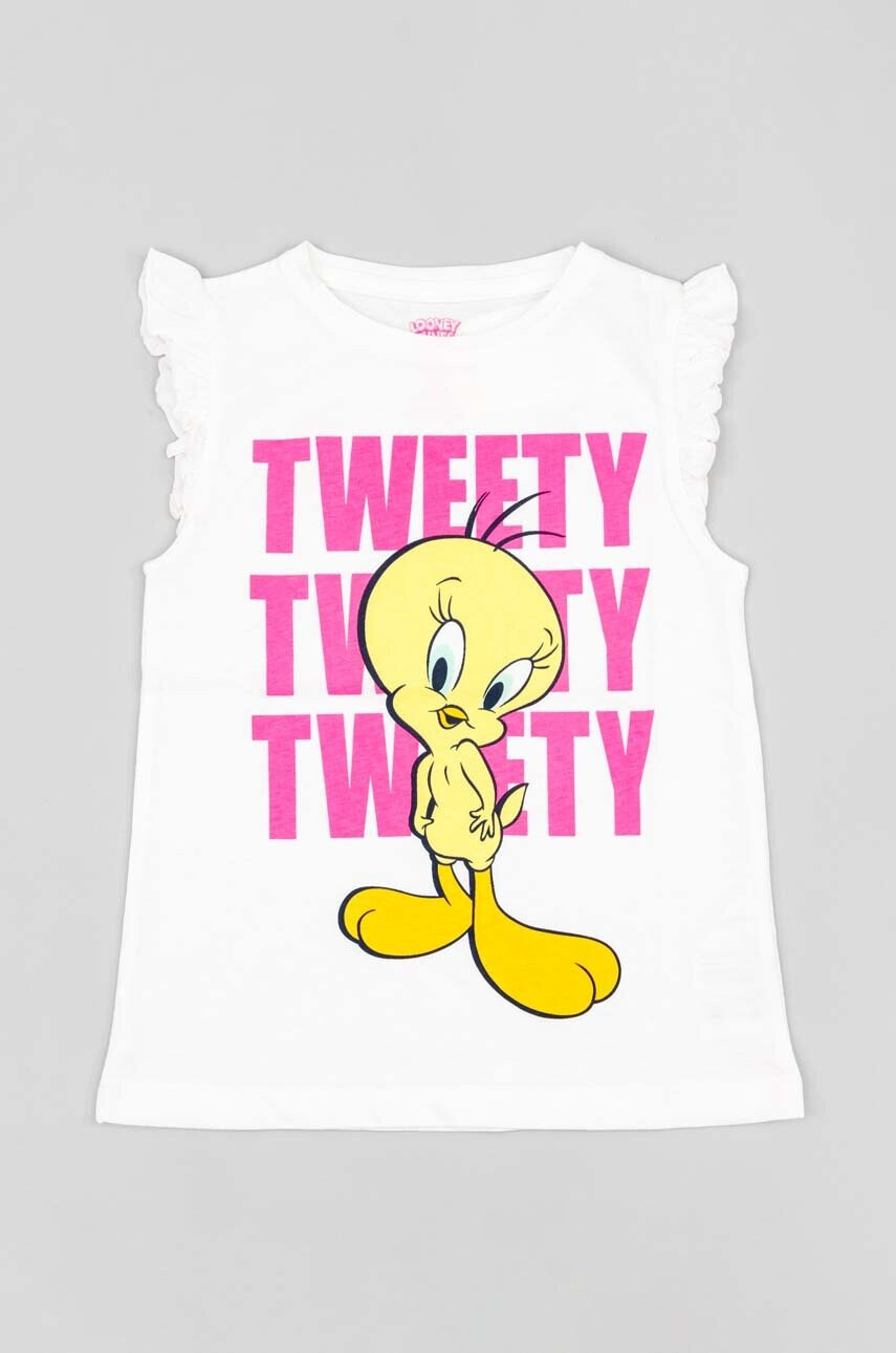 Zippy Детска памучна тениска x Warner Bros в бяло - Pepit.bg