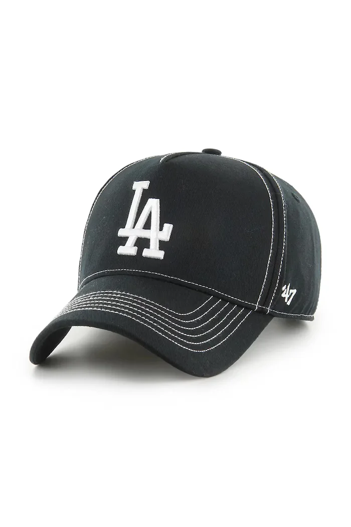 47 brand Памучна шапка с козирка MLB Los Angeles Dodgers в черно с изчистен дизайн B-CONDT12GWS-BK
