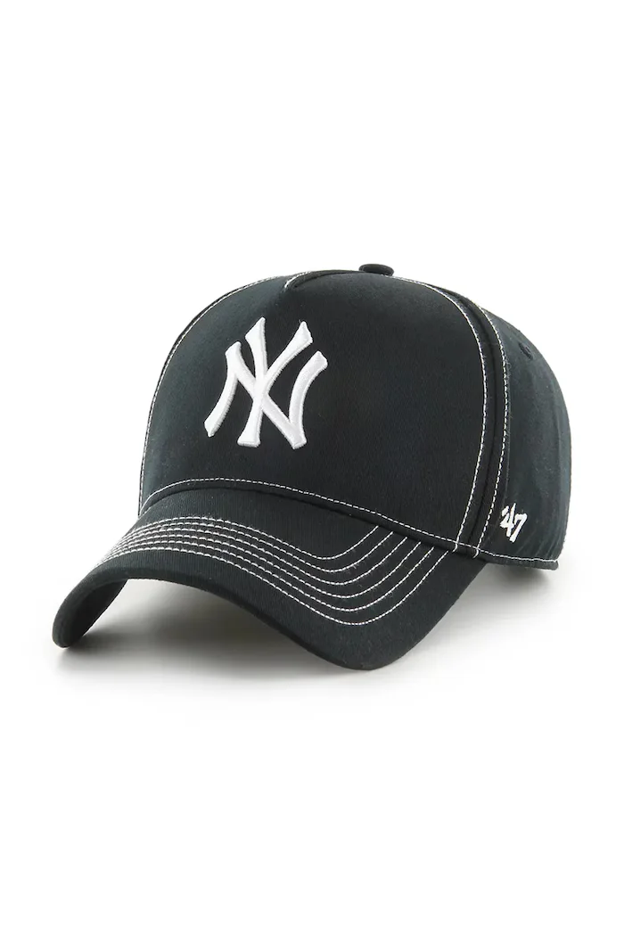 47 brand Памучна шапка с козирка MLB New York Yankees в черно с изчистен дизайн B-CONDT17GWS-BK