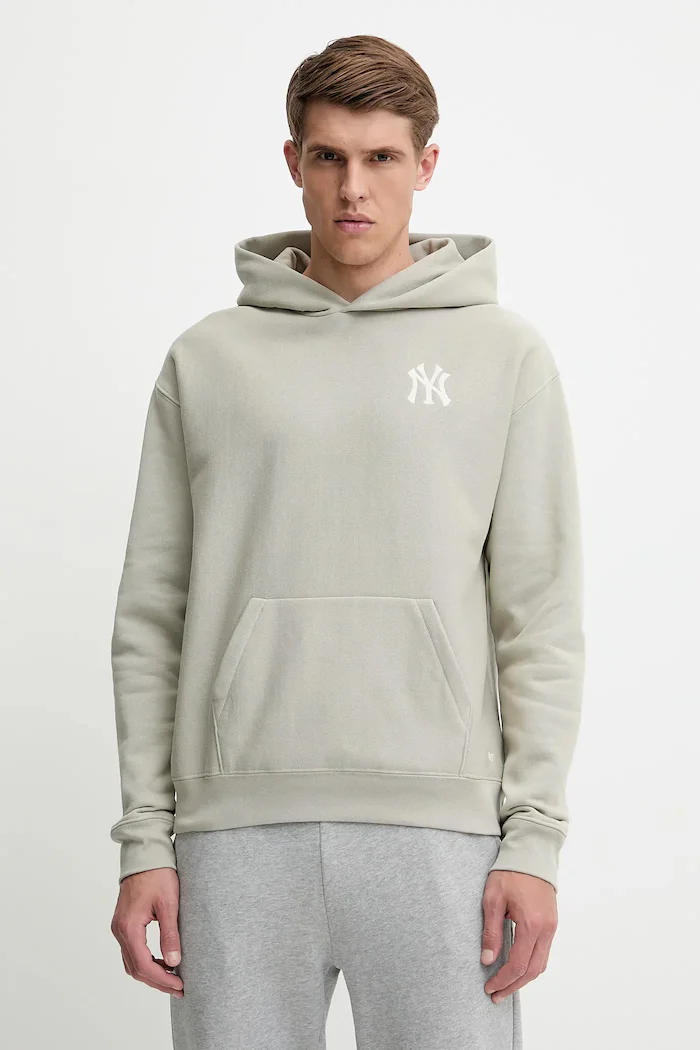 47 brand Суичър MLB New York Yankees мъжки в бежово с качулка с изчистен дизайн BB017PMGVUJ656847F5