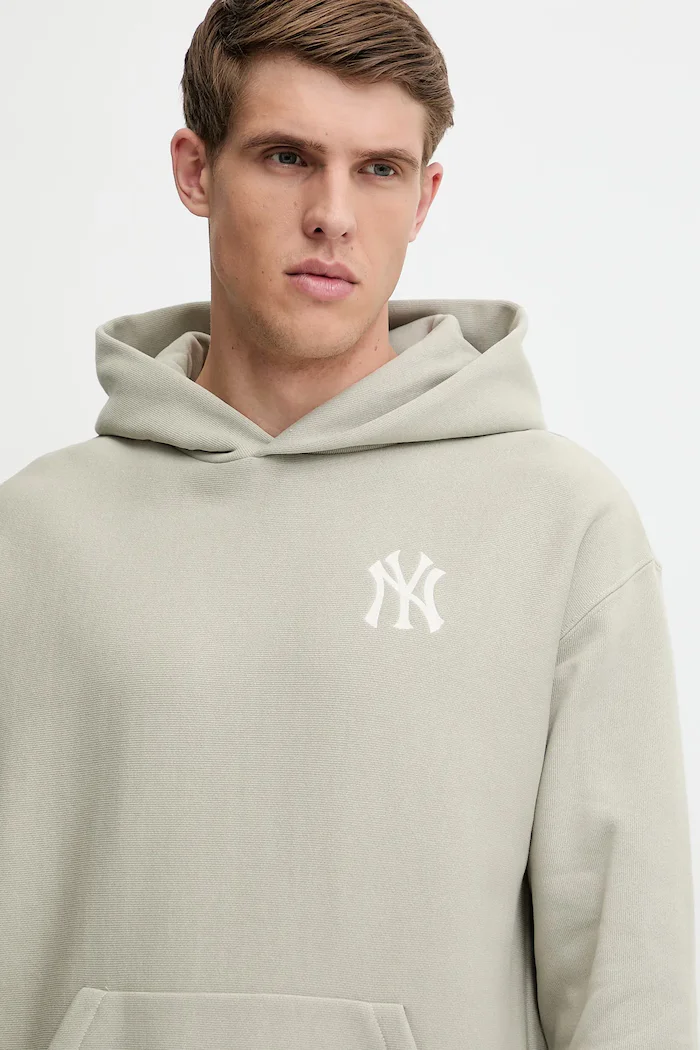47 brand Суичър MLB New York Yankees мъжки в бежово с качулка с изчистен дизайн BB017PMGVUJ656847F5