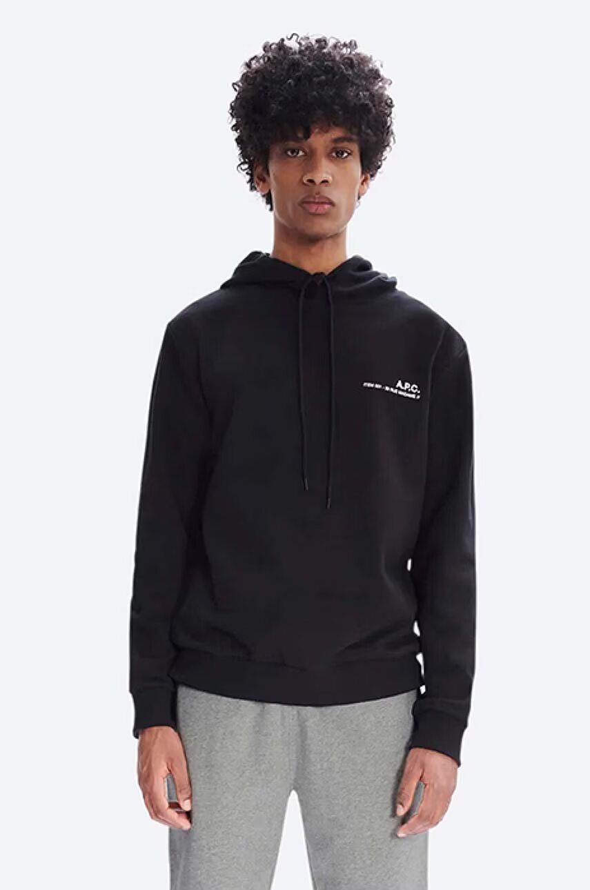 A.P.C. Памучен суичър Hoodie Item COEAS-H27672 BLACK