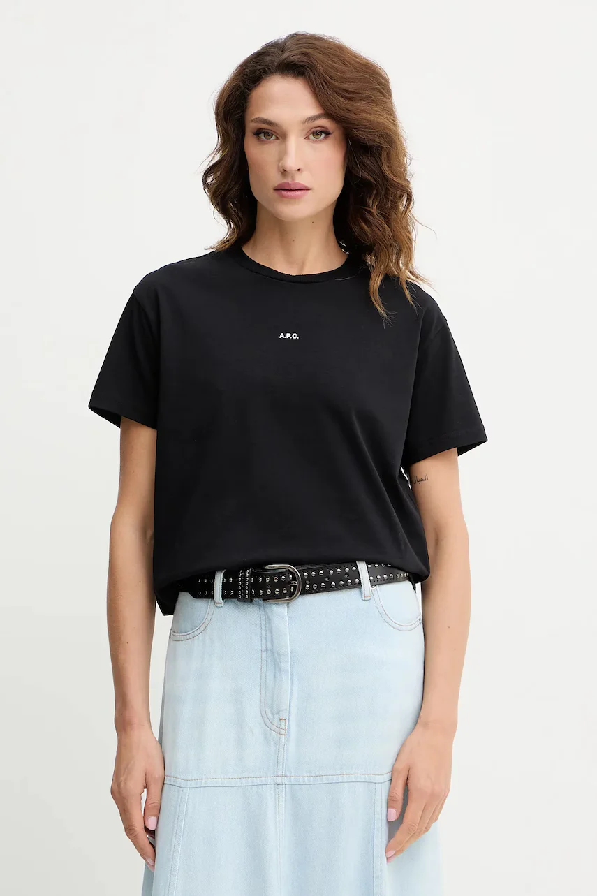 A.P.C. Памучна тениска t-shirt boxy micro logo GOTS