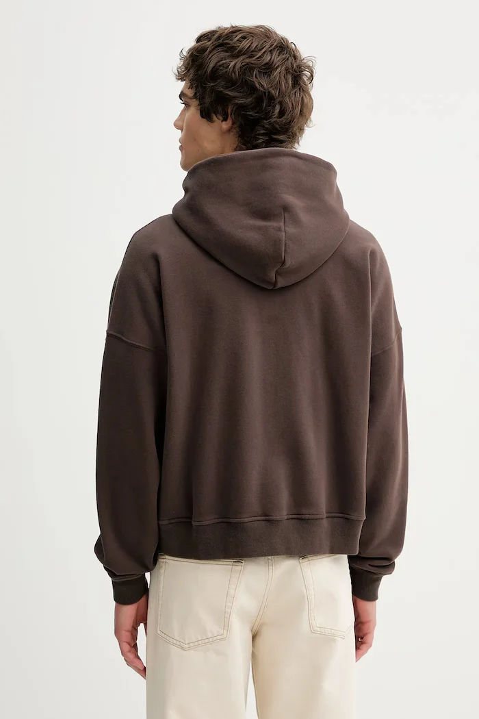 Abercrombie & Fitch Суичър мъжки в кафяво с качулка с изчистен дизайн KI122-5596-420