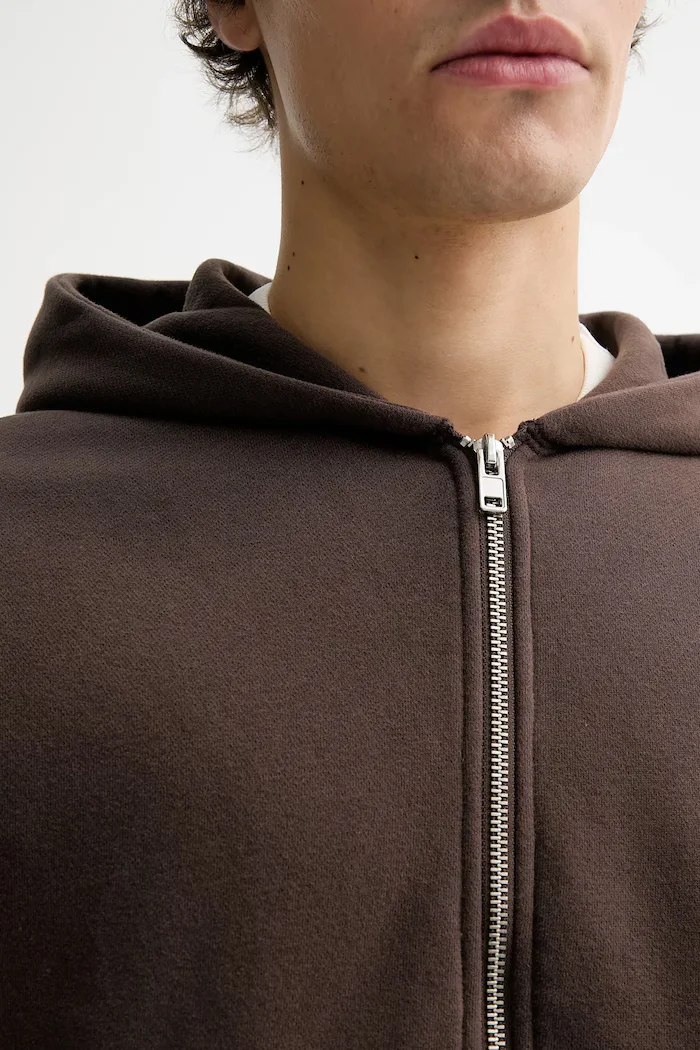 Abercrombie & Fitch Суичър мъжки в кафяво с качулка с изчистен дизайн KI122-5596-420