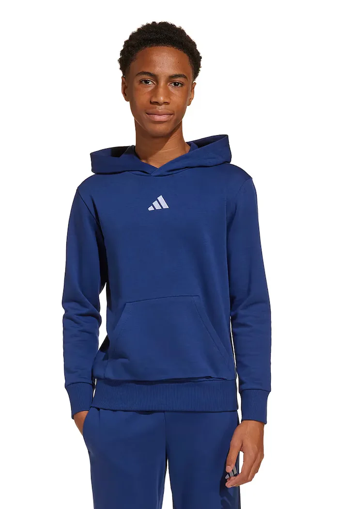adidas Детски суичър в синьо с качулка с апликация JY0612