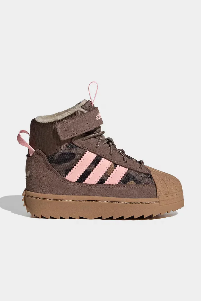 adidas Originals боти с връзки за деца SUPERSTAR WINTER TREK розови от кожа KH9795
