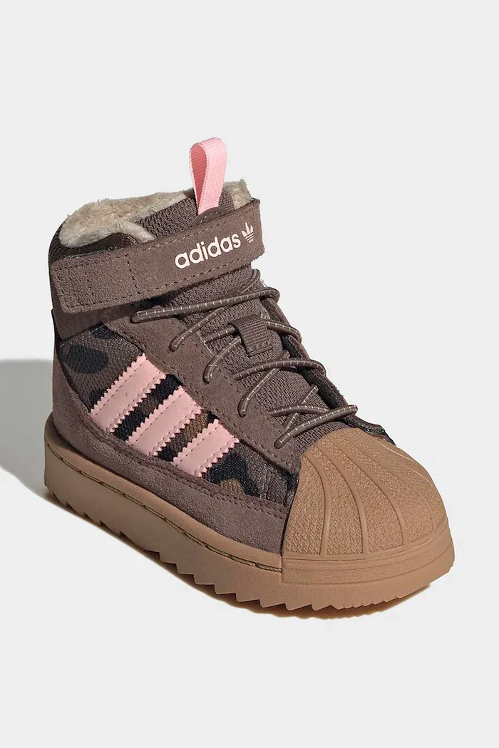 adidas Originals боти с връзки за деца SUPERSTAR WINTER TREK розови от кожа KH9795
