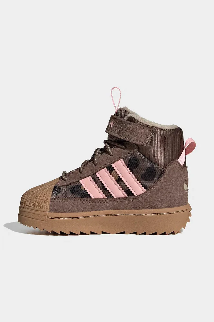 adidas Originals боти с връзки за деца SUPERSTAR WINTER TREK розови от кожа KH9795