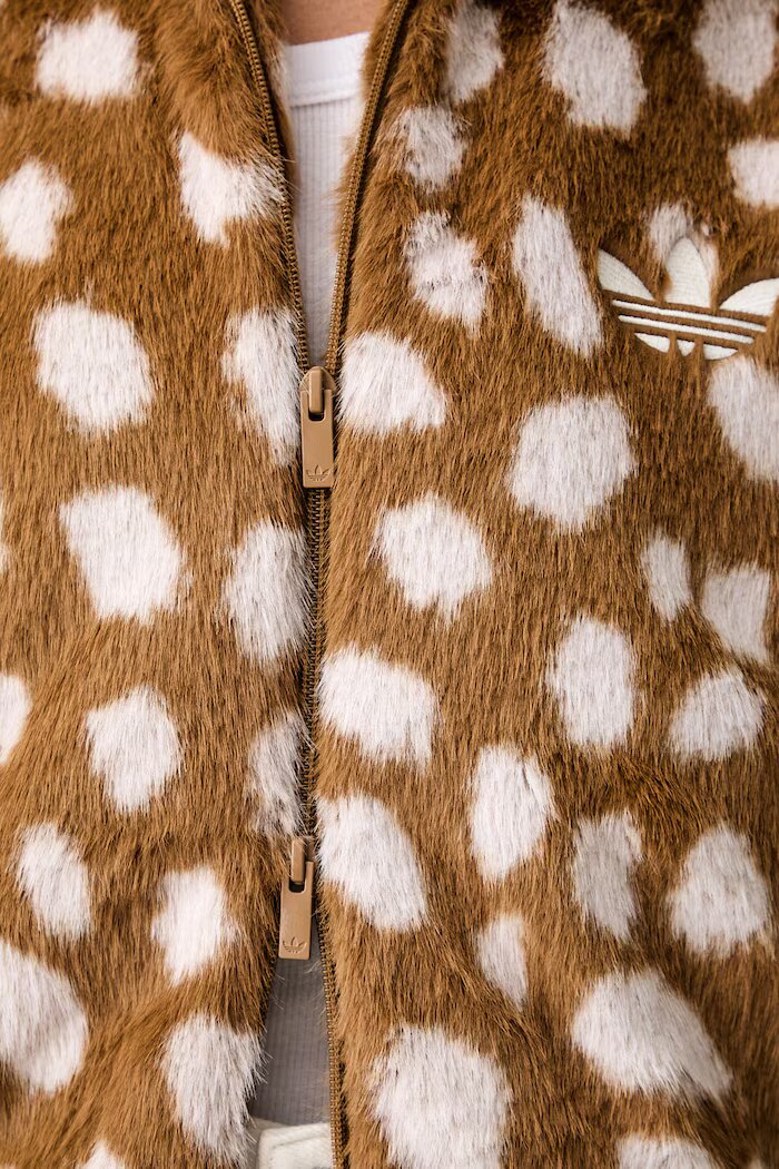 adidas Originals късо яке дамско Animal Print Firebird кафяво KT2142
