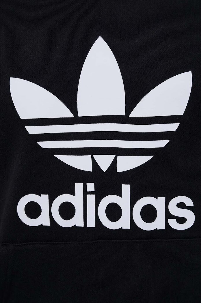adidas Originals Памучен суичър Classics Trefoil Hoodie в черно с качулка принт IM4489