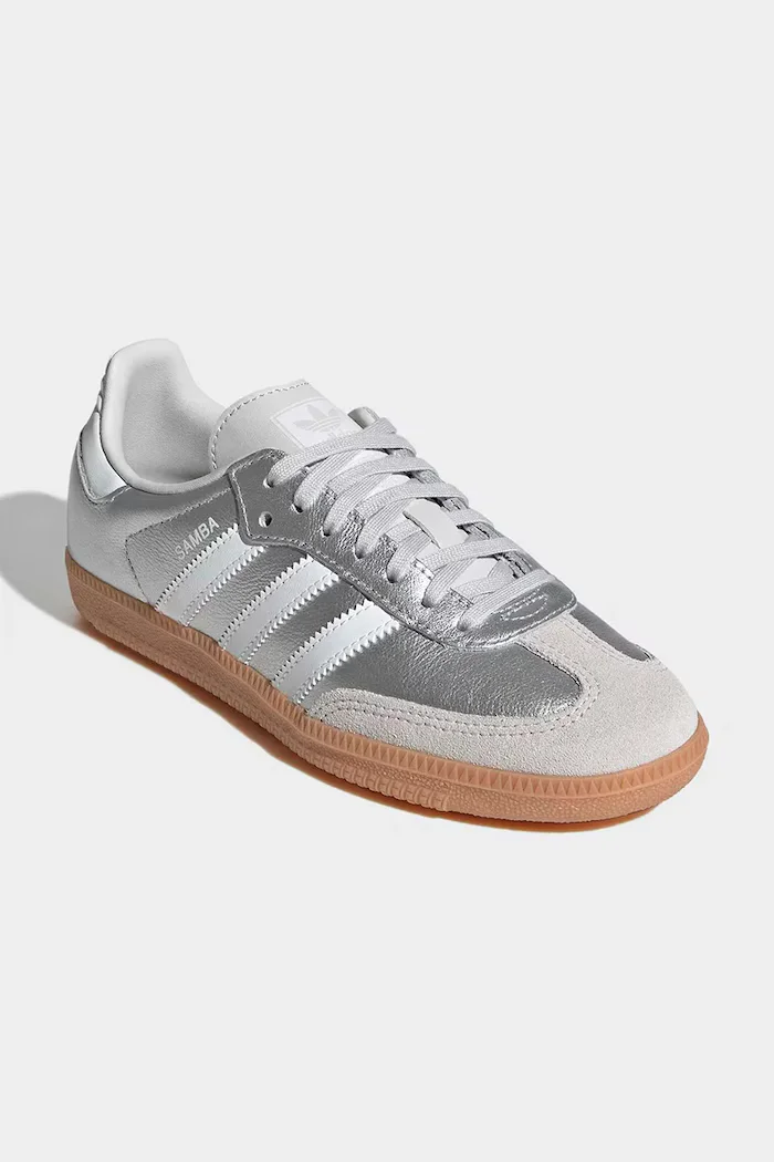 adidas Originals SAMBA OG маратонки за деца от кожа сребърни KK2327