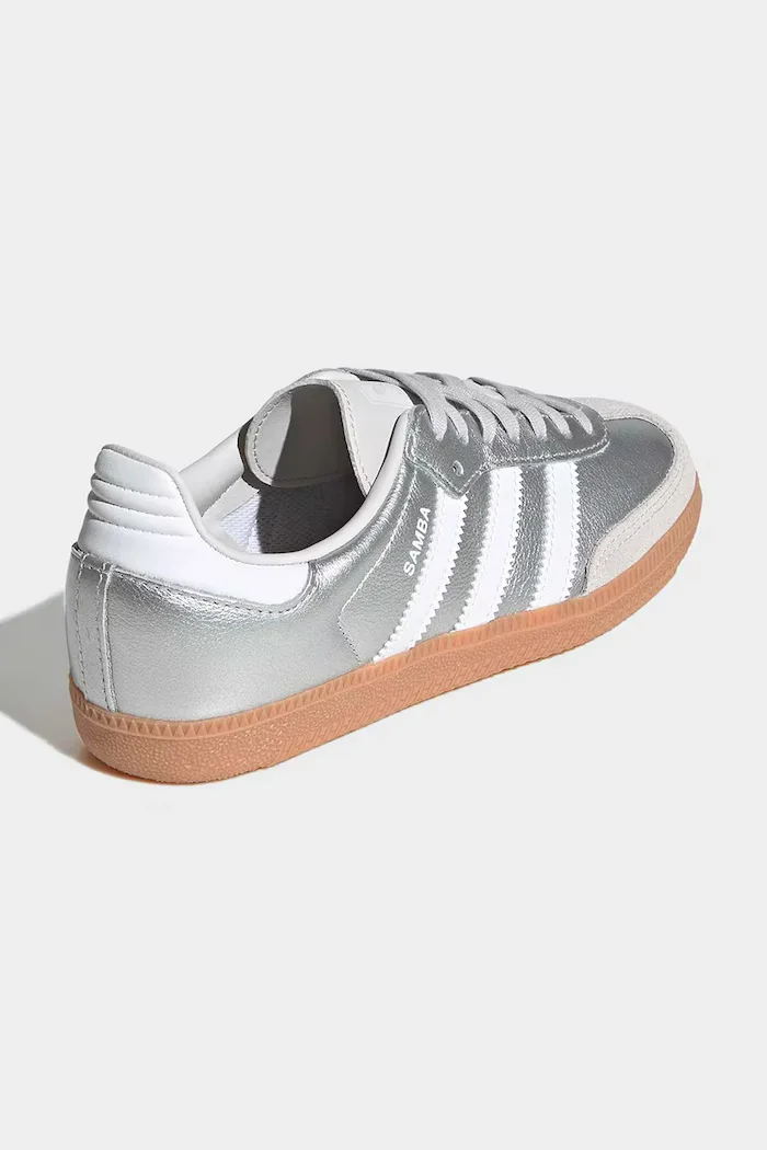 adidas Originals SAMBA OG маратонки за деца от кожа сребърни KK2327