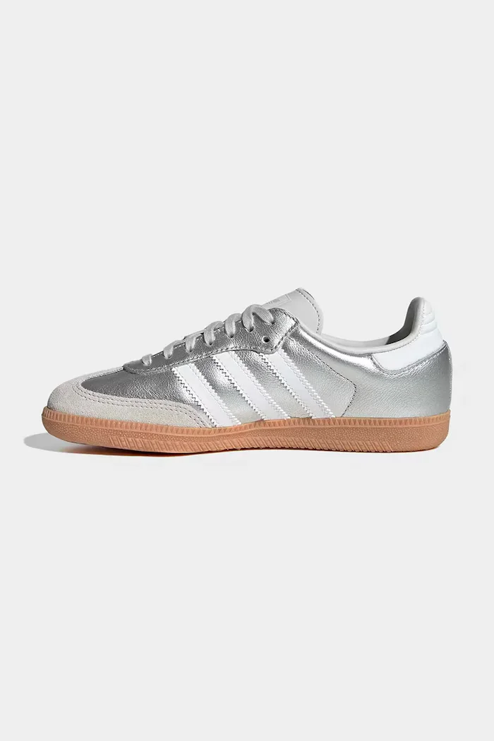adidas Originals SAMBA OG маратонки за деца от кожа сребърни KK2327