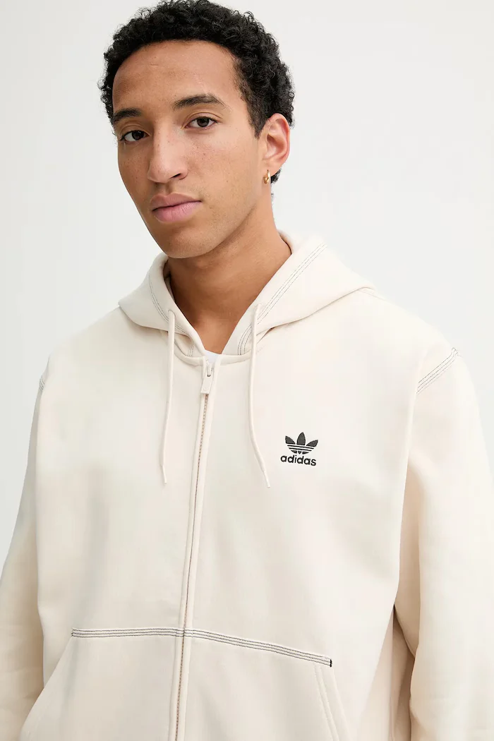 adidas Originals Суичър Essentials мъжки в бежово с качулка с изчистен дизайн JW0968