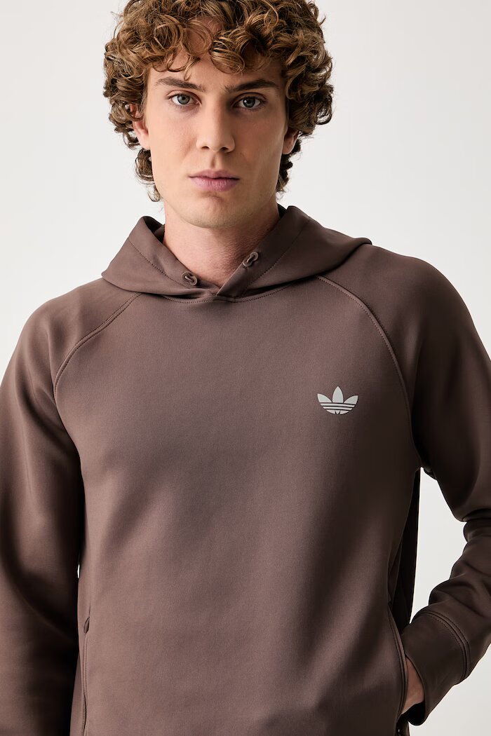 adidas Originals суичър с качулка мъжки Trefoil Essentials Spacer кафяв KX9090