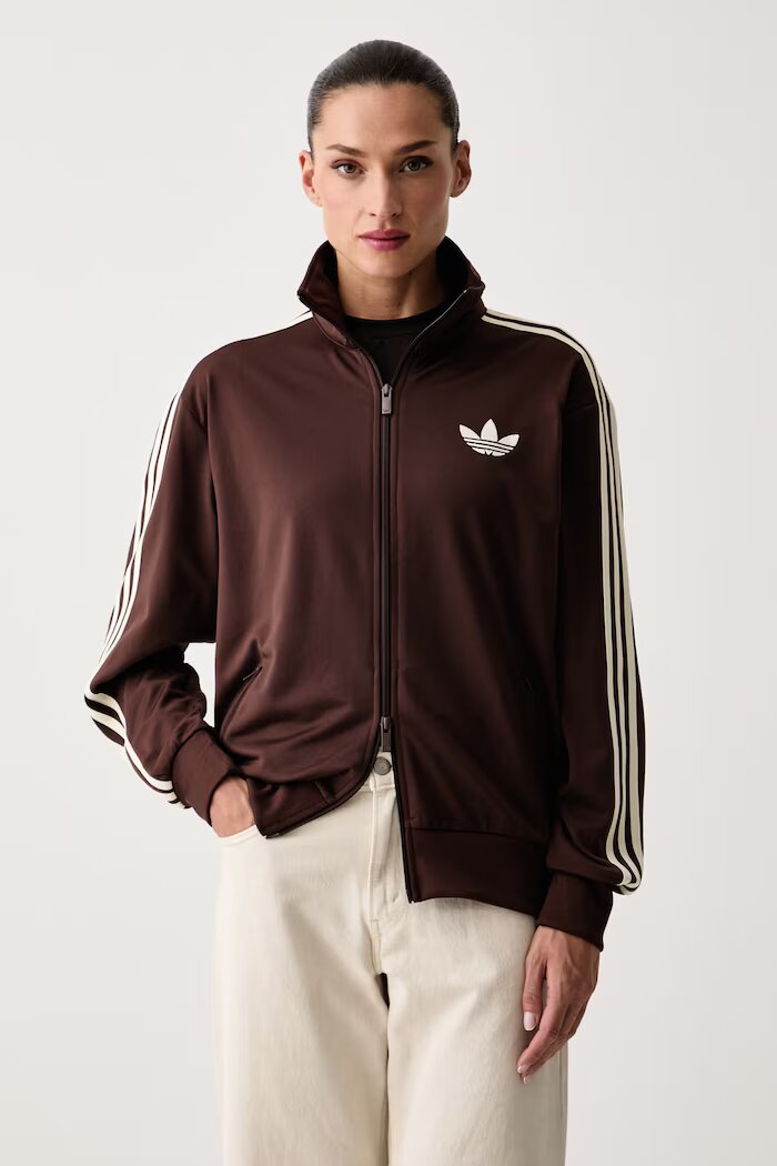 adidas Originals суичър с цип дамски Firebird кафяв LC6499