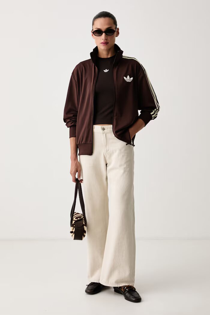 adidas Originals суичър с цип дамски Firebird кафяв LC6499