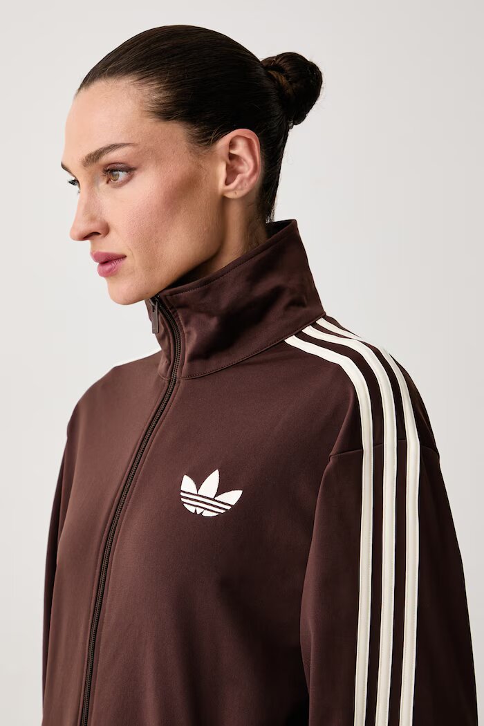 adidas Originals суичър с цип дамски Firebird кафяв LC6499